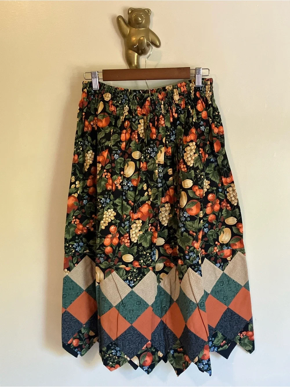 Handmade Patchwork Cotton Midi Skirt - Picture 2 of 4